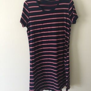 red white and blue striped T-shirt dress